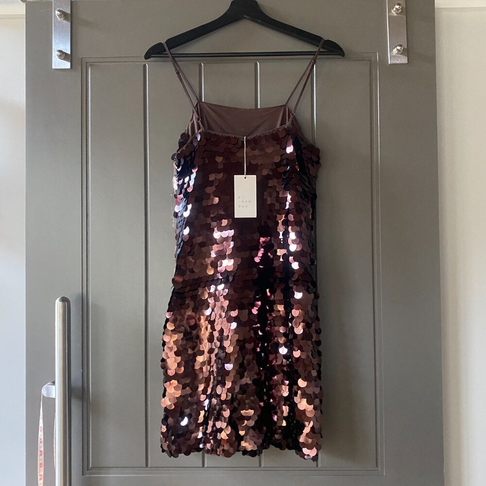 A New Day Women's Paillette Mini Evening Party Shift Slip Sequin Dress NWT